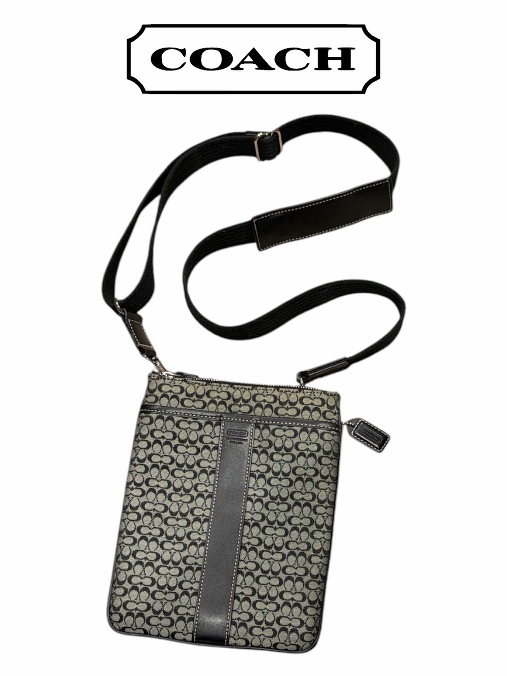 Coach Heritage Stripe Black and‎ Gray Swingpack